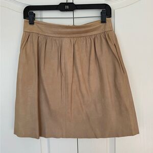 Alice + Olivia Tan Leather Mini A-Line Skirt